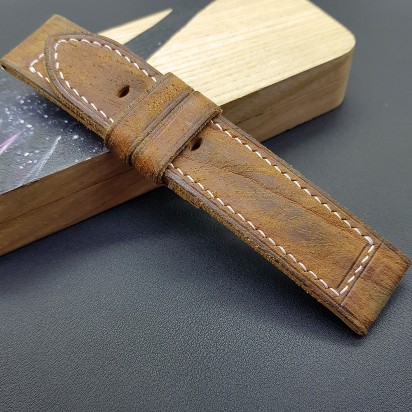 Авторский кожаный ремешок ручной работы для часов Luminor Panerai 24 мм M271-24-24
