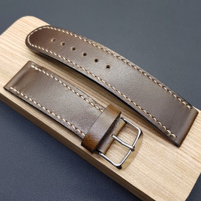 Коричневый кожаный ремешок ручной работы для часов 24 мм M263-24-22