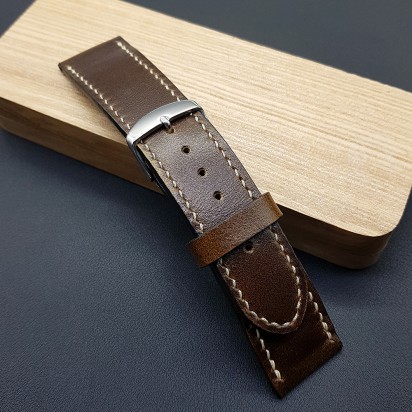 Коричневый кожаный ремешок ручной работы для часов 24 мм M263-24-22