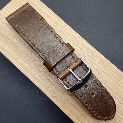 Коричневый кожаный ремешок ручной работы для часов 24 мм M264-24-22