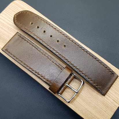 Коричневый кожаный ремешок ручной работы для часов 24 мм M264-24-22