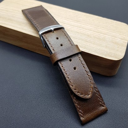 Коричневый кожаный ремешок ручной работы для часов 24 мм M264-24-22