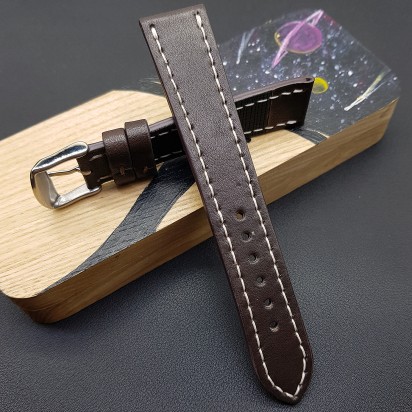 Ремешок ручной работы из кожи коричневого цвета от REMENMASTER для часов 24 мм артикул M076-24-22