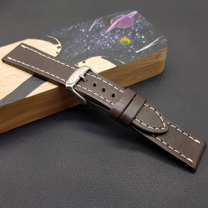 Ремешок ручной работы из кожи коричневого цвета от REMENMASTER для часов 24 мм артикул M076-24-22