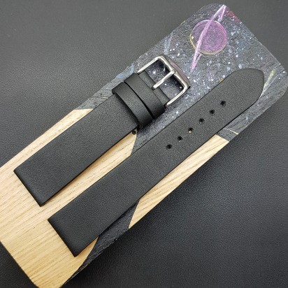 Ремешок ручной работы из кожи чёрного цвета от REMENMASTER для часов 20 мм артикул M091-20-18