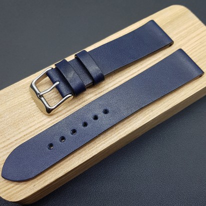 Ремешок ручной работы из кожи синего цвета от REMENMASTER для часов 22 мм артикул M120-22-20