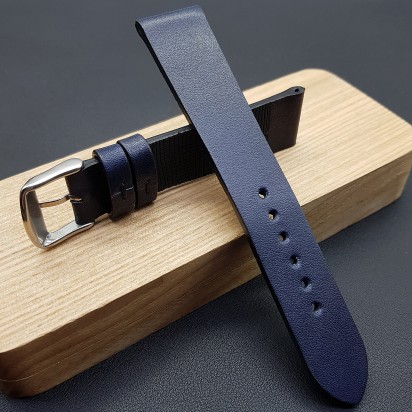 Ремешок ручной работы из кожи синего цвета от REMENMASTER для часов 22 мм артикул M120-22-20