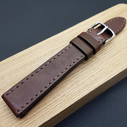 Ремешок ручной работы из кожи коричневого цвета от REMENMASTER для часов 16 мм артикул M127-16-14