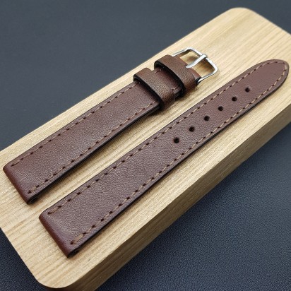Ремешок ручной работы из кожи коричневого цвета от REMENMASTER для часов 16 мм артикул M127-16-14