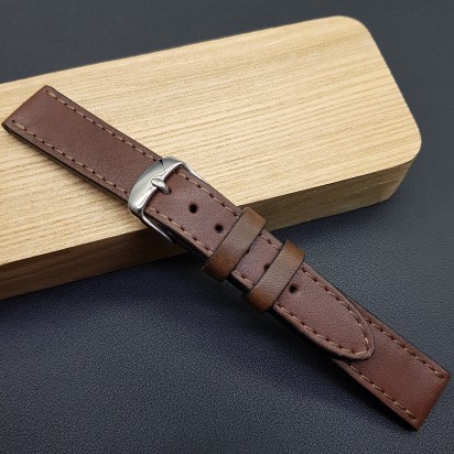 Ремешок ручной работы из кожи коричневого цвета от REMENMASTER для часов 16 мм артикул M127-16-14