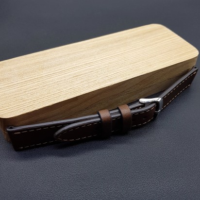 Ремешок ручной работы из кожи коричневого цвета от REMENMASTER для часов 16 мм артикул M127-16-14