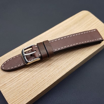 Ремешок ручной работы из кожи коричневого цвета от REMENMASTER для часов 18 мм артикул M147-18-16