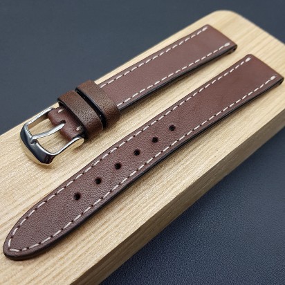 Ремешок ручной работы из кожи коричневого цвета от REMENMASTER для часов 18 мм артикул M147-18-16