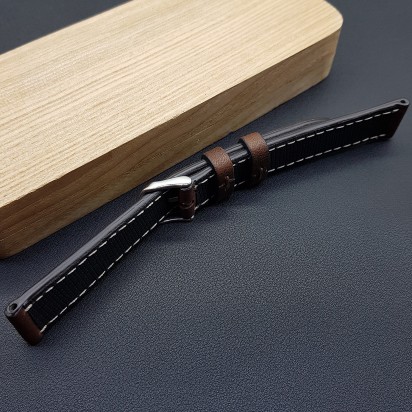 Ремешок ручной работы из кожи коричневого цвета от REMENMASTER для часов 18 мм артикул M147-18-16