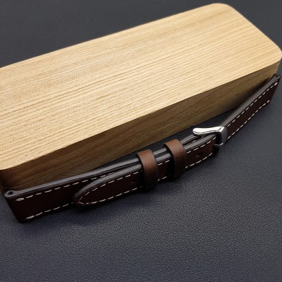 Ремешок ручной работы из кожи коричневого цвета от REMENMASTER для часов 18 мм артикул M147-18-16