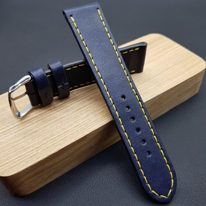 Ремешок ручной работы из кожи синего цвета от REMENMASTER для часов 22 мм артикул M151-22-20