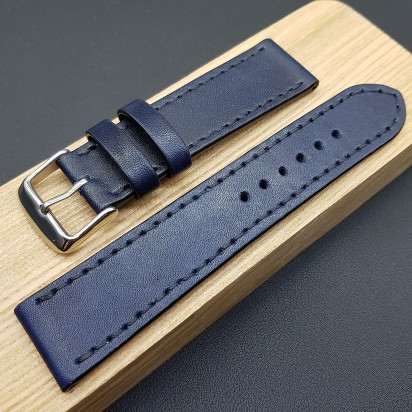 Ремешок ручной работы из кожи синего цвета от REMENMASTER для часов 20 мм артикул M169-20-18