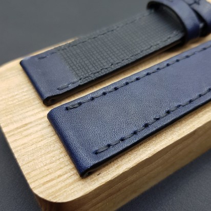 Ремешок ручной работы из кожи синего цвета от REMENMASTER для часов 20 мм артикул M169-20-18
