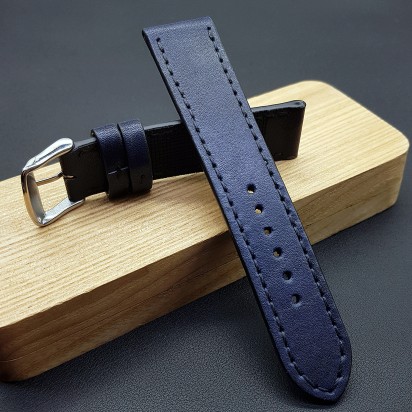 Ремешок ручной работы из кожи синего цвета от REMENMASTER для часов 20 мм артикул M169-20-18