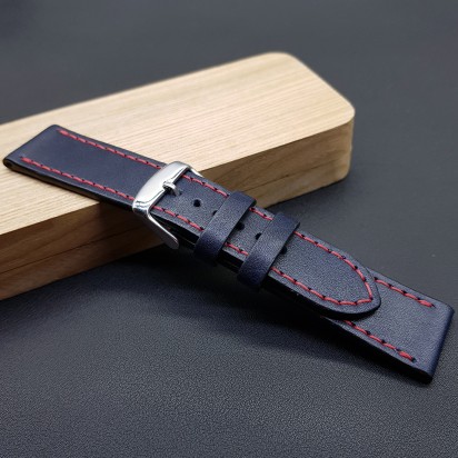 Ремешок ручной работы из кожи синего цвета от REMENMASTER для часов 22 мм артикул M172-22-20