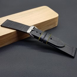 Ремешок ручной работы из кожи чёрного цвета от REMENMASTER для часов 20 мм артикул M125-20-18