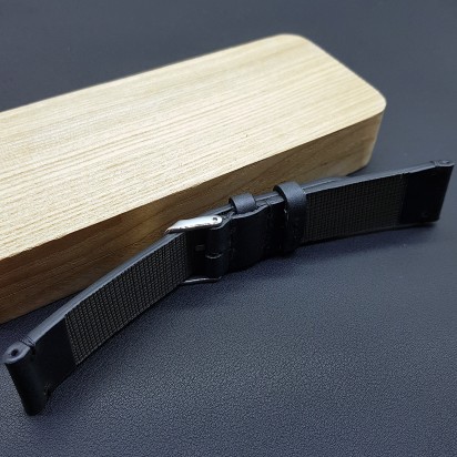 Ремешок ручной работы из кожи чёрного цвета от REMENMASTER для часов 24 мм артикул M138-24-22