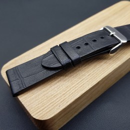 Ремешок ручной работы из кожи чёрного цвета от REMENMASTER для часов 16 мм артикул M302-16-16