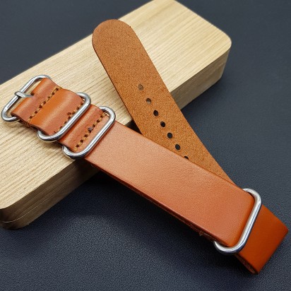 Сплошной ремешок из натуральной кожи для часов с размером креплений 24 мм артикул LSR001-24-24