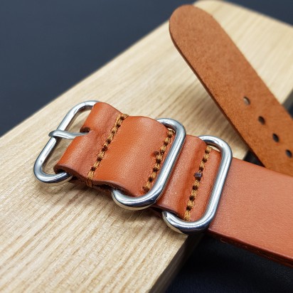 Сплошной ремешок из натуральной кожи для часов с размером креплений 24 мм артикул LSR001-24-24