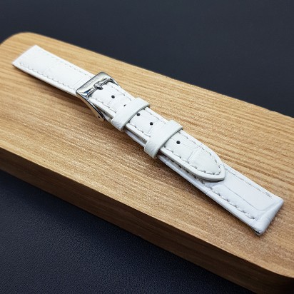Ремешок белого цвета кожаный для наручных часов 20 мм CRW487-20-18