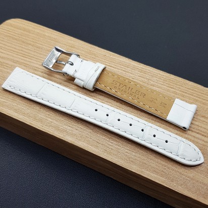 Ремешок белого цвета кожаный для наручных часов 20 мм CRW487-20-18