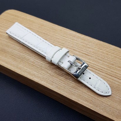 Ремешок белого цвета кожаный для наручных часов 20 мм CRW487-20-18