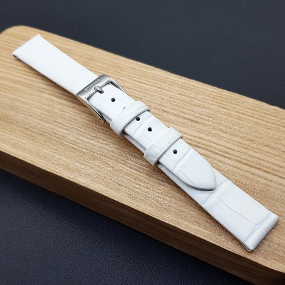 Ремешок белого цвета кожаный для наручных часов 20 мм CRW489-20-18